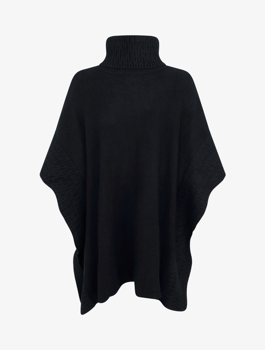 Poncho à col roulé - Noir - 2