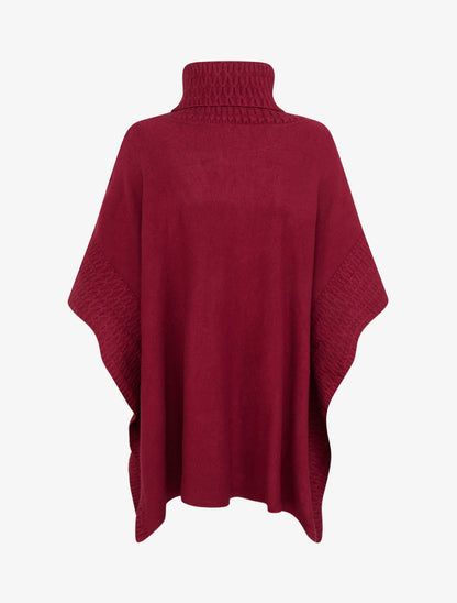 Poncho à col roulé - Lie de vin - 2