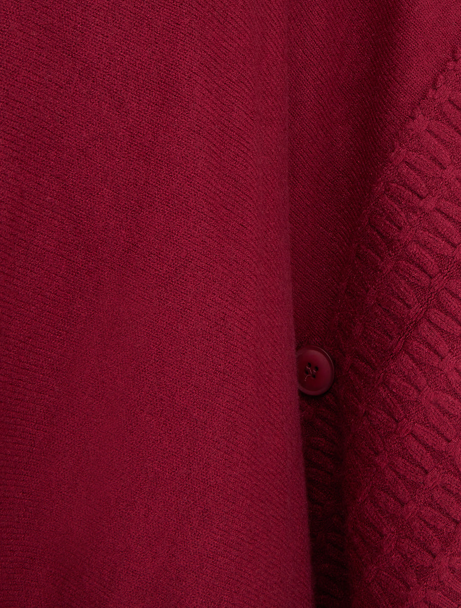 Poncho à col roulé - Lie de vin - 3
