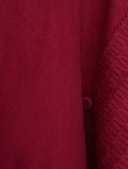 Poncho à col roulé - Lie de vin - 3