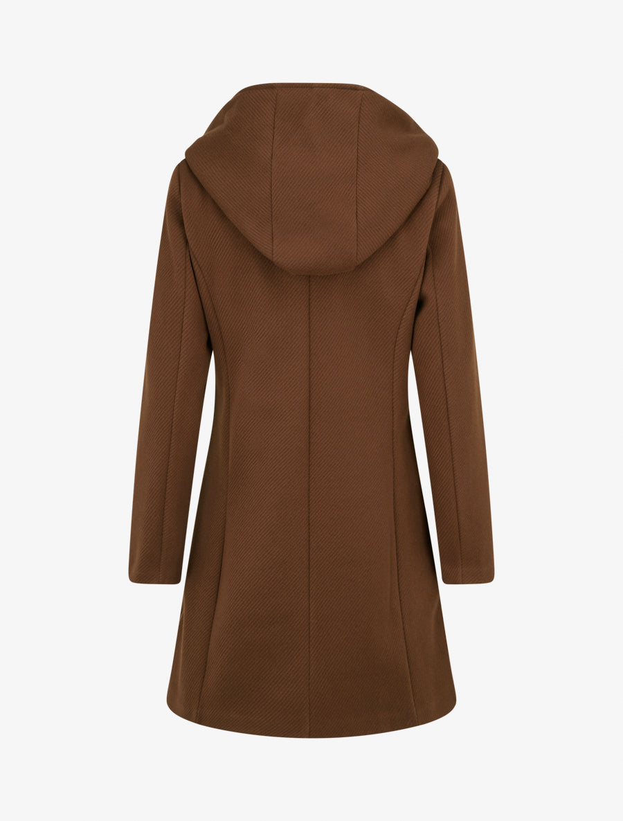 Manteau à capuche et empiècements simili - Marron - 2