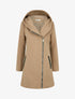 Manteau à capuche et empiècements simili - Camel - 1