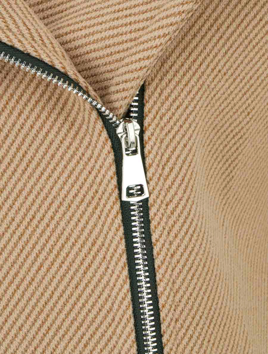 Manteau à capuche et empiècements simili - Camel - 3