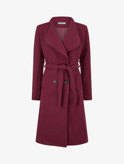 Getailleerde lange jas met knopen - Bordeaux