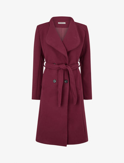 Getailleerde lange jas met knopen - Bordeaux