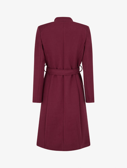 Getailleerde lange jas met knopen - Bordeaux