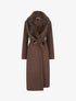 Manteau long à col en fourrure synthétique - Marron - 1