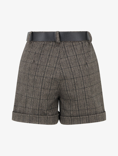 Short à revers imprimé tartan - Noir - 2