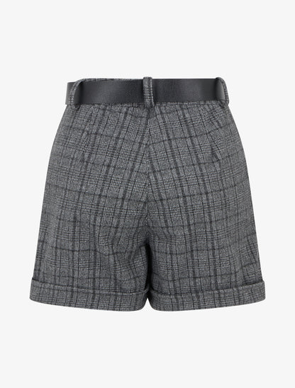 Short à revers imprimé tartan - Gris - 2