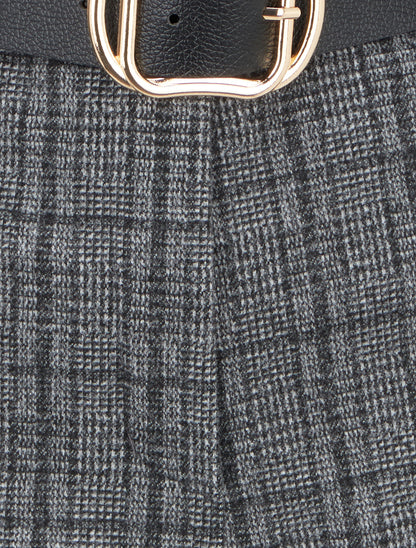 Short à revers imprimé tartan - Gris - 3