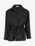 Chemise satinée ample à liens - Noir - 1