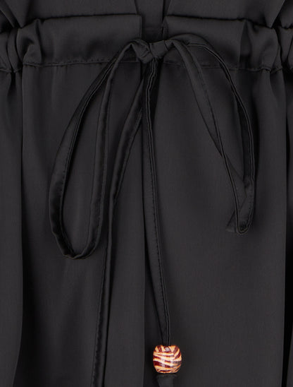 Chemise satinée ample à liens - Noir - 3