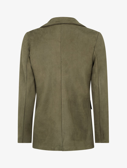 Blazer boutonné en suédine - Kaki - 2