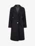 Manteau uni duveteux à col cranté - Noir - 1