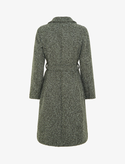 Manteau uni duveteux à col cranté - Kaki - 2