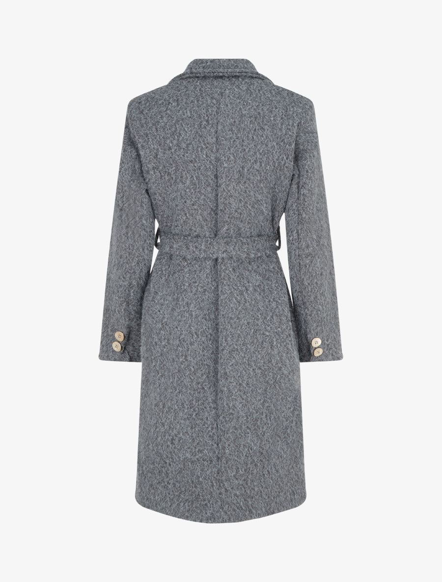 Manteau duveteux à fermeture boutonnée - Gris - 2