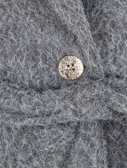 Manteau duveteux à fermeture boutonnée - Gris - 3