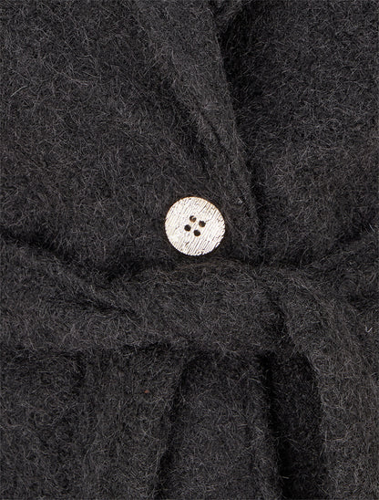 Manteau duveteux à fermeture boutonnée - Noir - 3