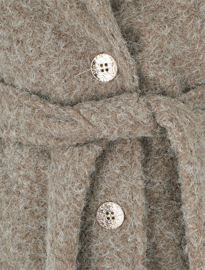 Manteau duveteux à fermeture boutonnée - Camel - 3
