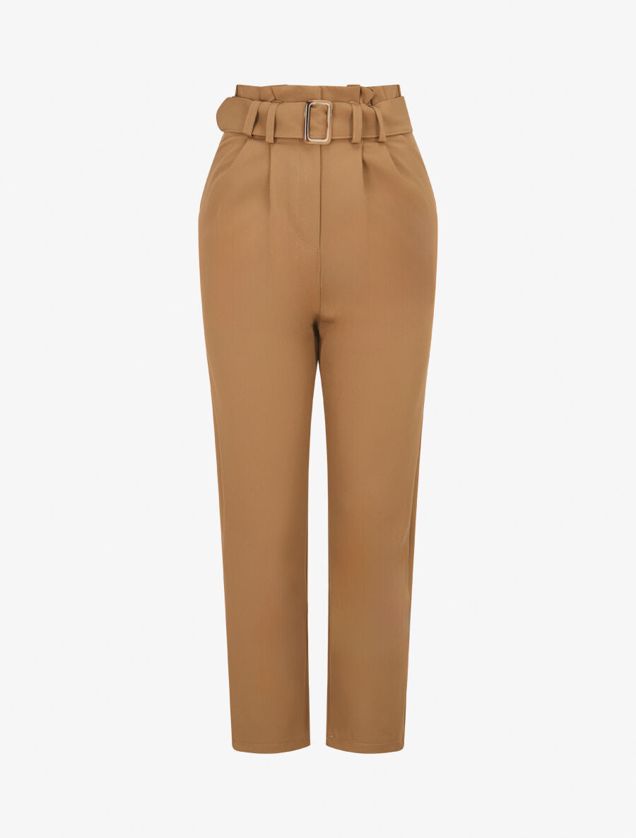 Pantalon de tailleur paperbag - Camel - 1