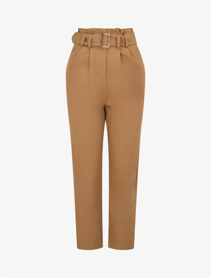 Pantalon de tailleur paperbag - Camel - 1