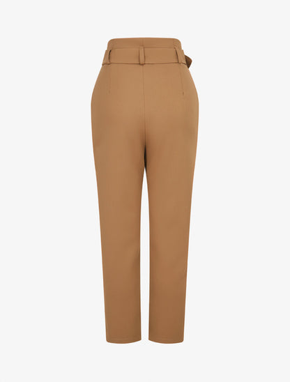 Pantalon de tailleur paperbag - Camel - 2