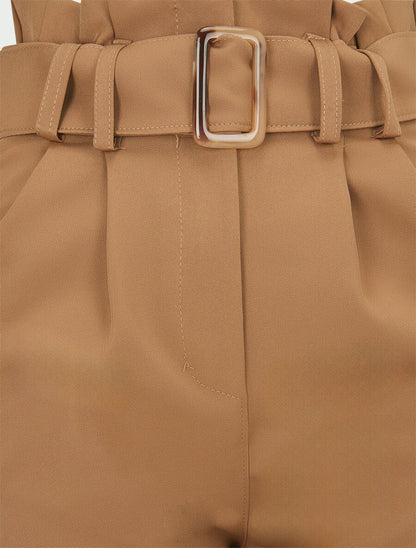 Pantalon de tailleur paperbag - Camel - 3