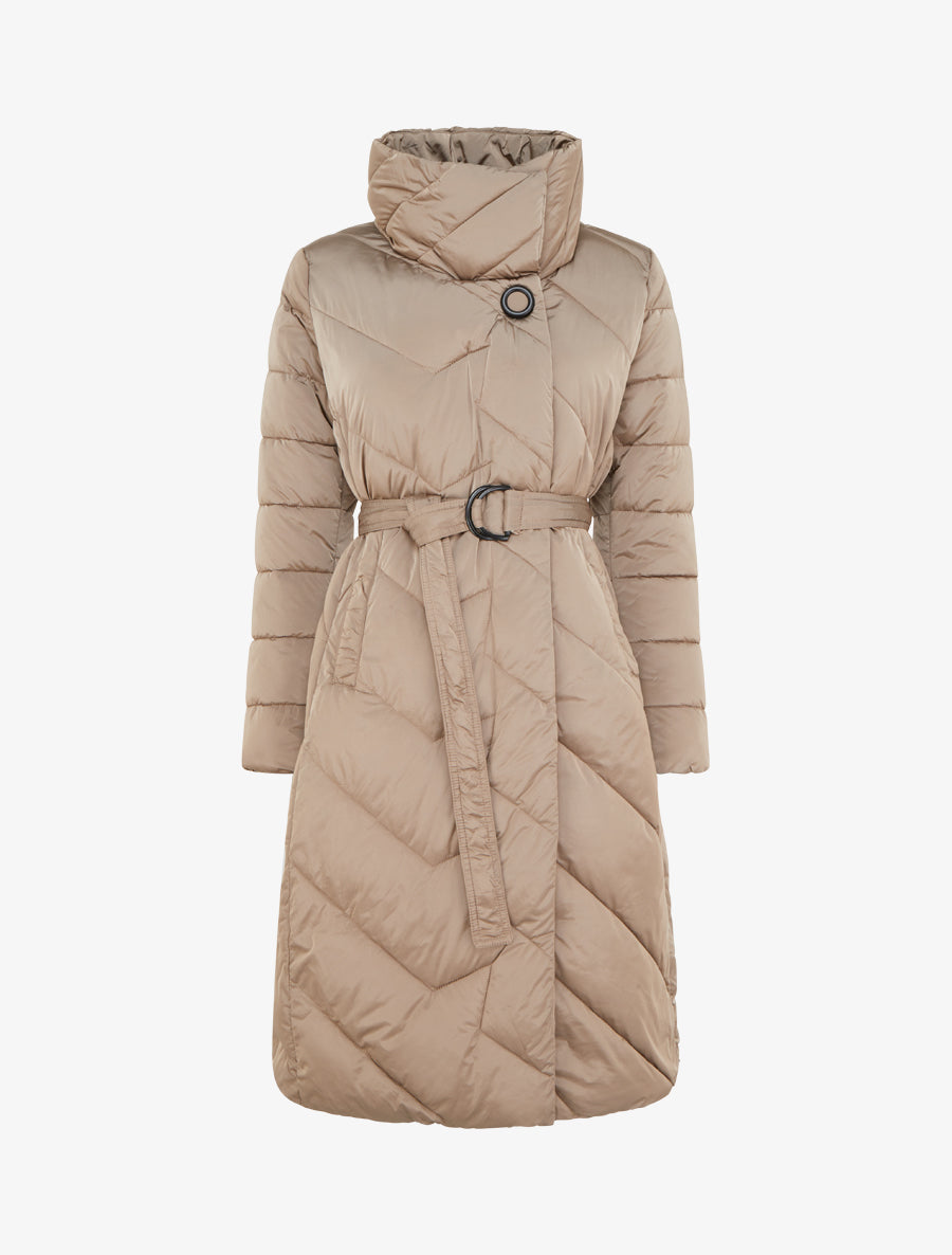 Doudoune longue à col montant - Taupe - 1