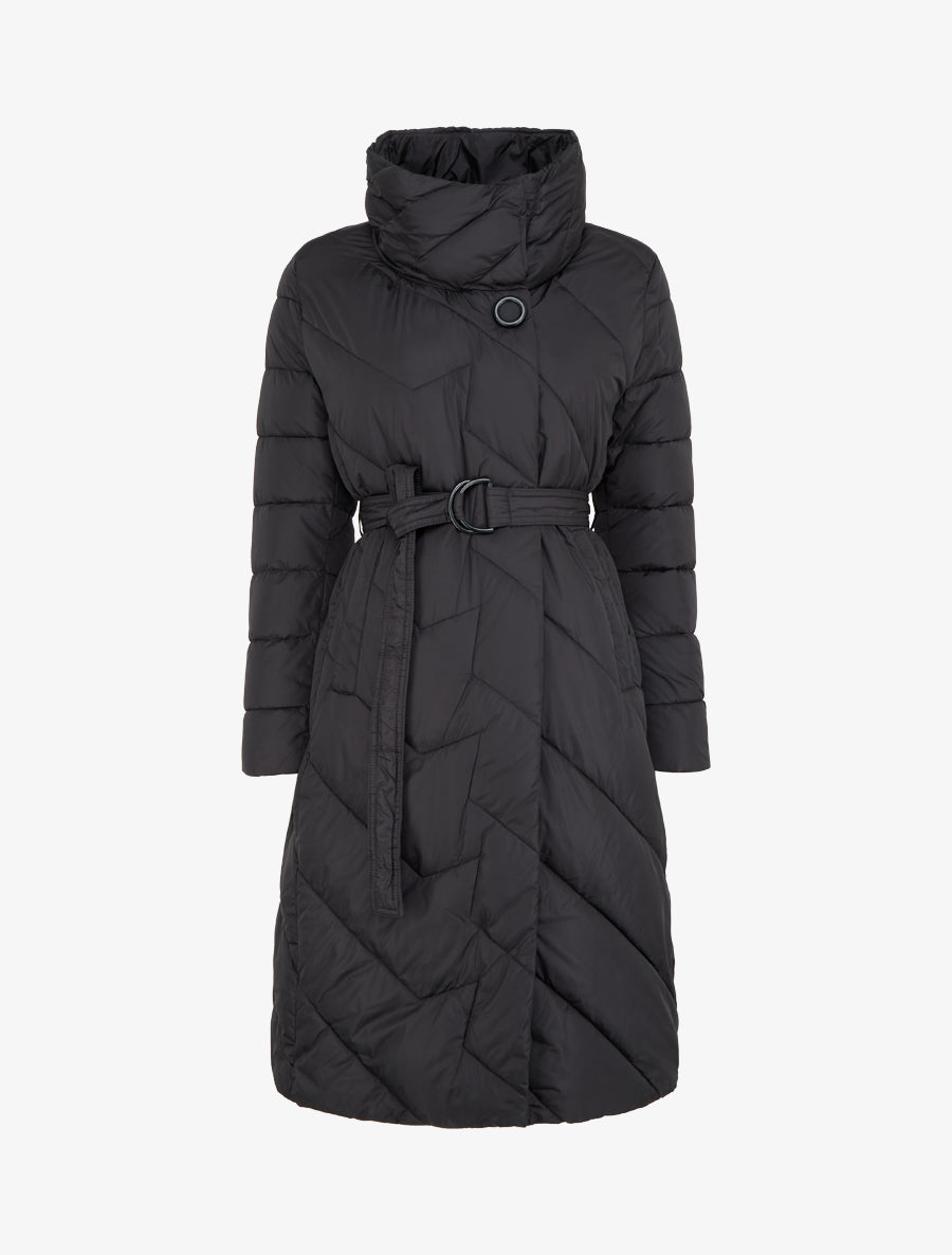 Doudoune longue à col montant - Noir - 1