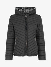 Doudoune matelassée à capuche zippée - Noir - 1