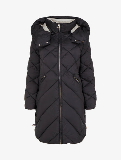 Doudoune matelassée à capuche - Noir - 1
