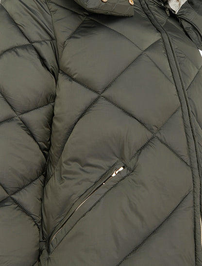 Doudoune matelassée à capuche - Kaki - 3