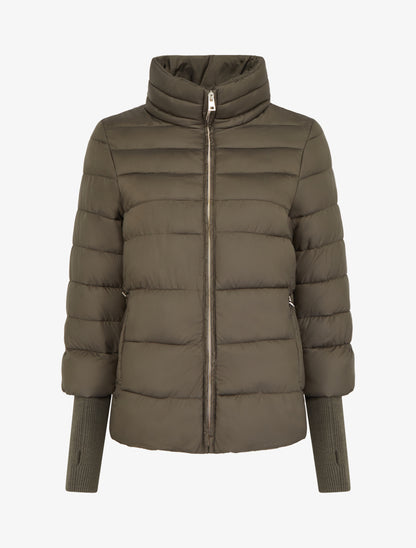 Doudoune courte à manches côtelés - Kaki - 1