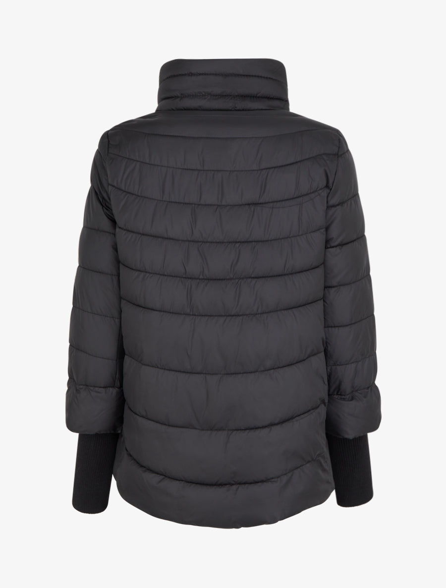 Doudoune courte à manches côtelés - Noir - 2