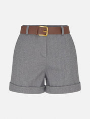 Short met omgeslagen pijpen en chevronprint. - Grijs