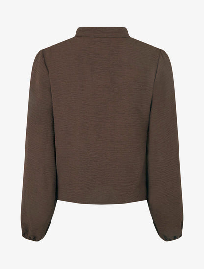 Luchtige blouse met bolvormige snit en haakdetails - Bruin