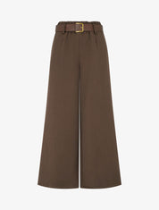 Elastische broek met wijde snit - Bruin