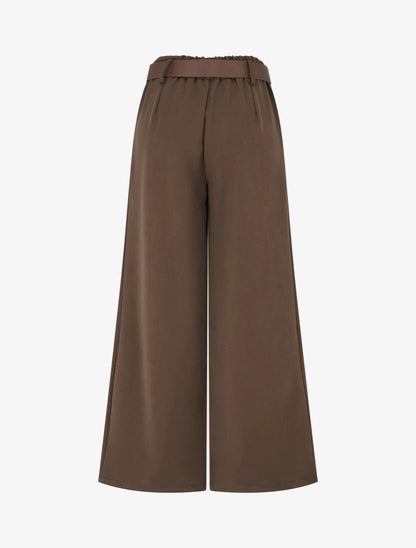 Elastische broek met wijde snit - Bruin