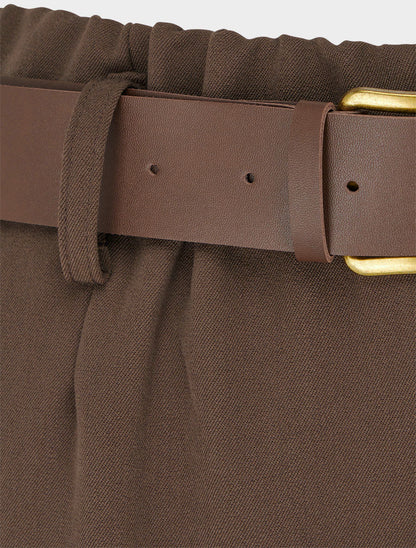 Elastische broek met wijde snit - Bruin