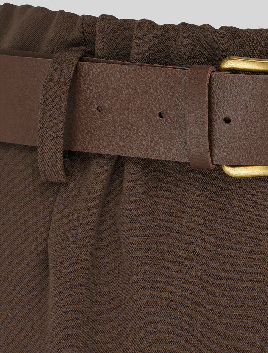 Elastische broek met wijde snit - Bruin