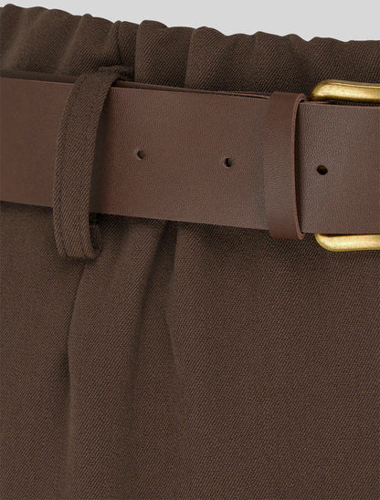 Elastische broek met wijde snit - Bruin