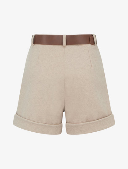 Short à revers ceinturé - Beige - 2