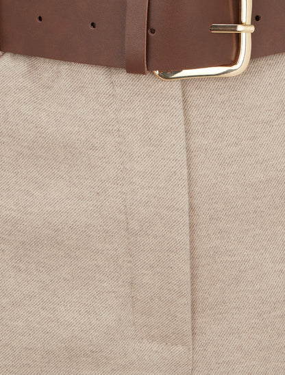 Short à revers ceinturé - Beige - 3