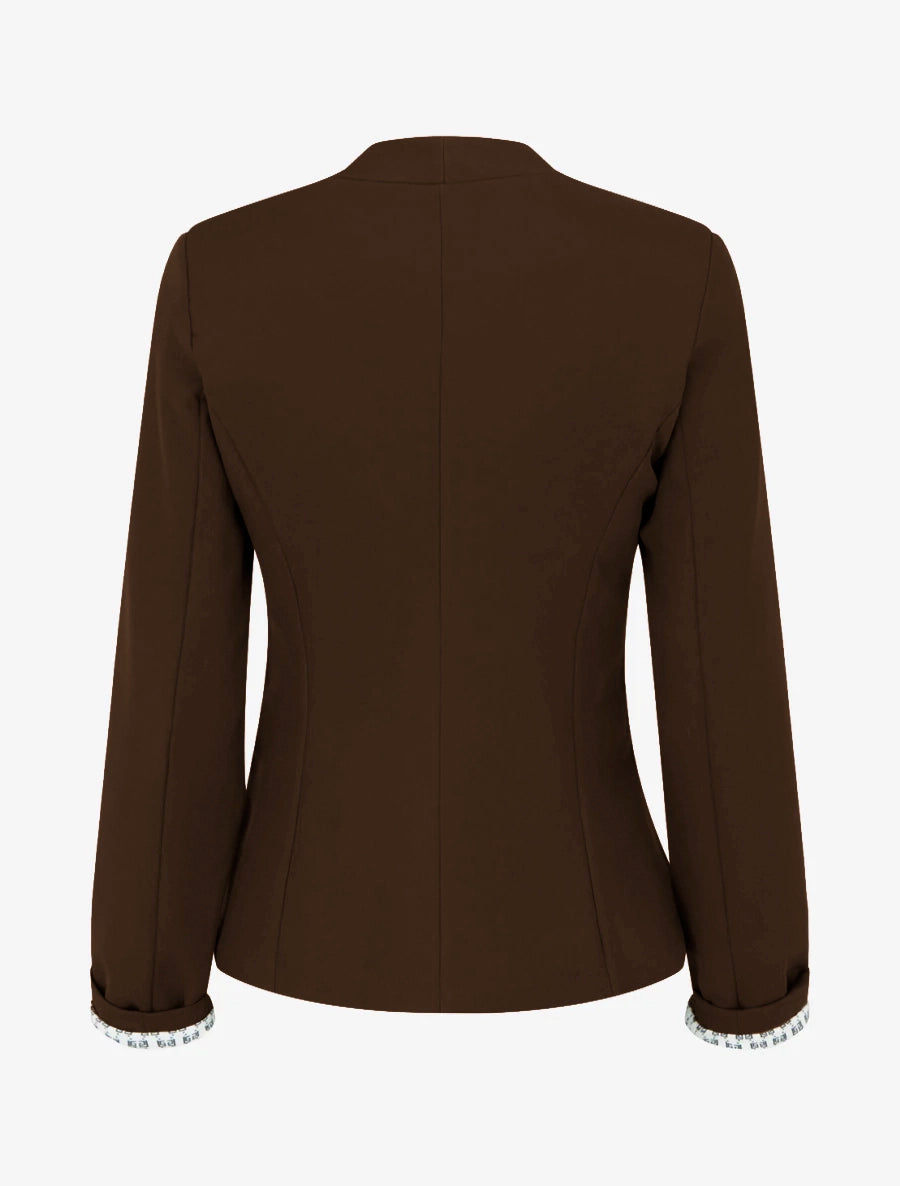 Recht jasje met schoudervullingen - Bruin
