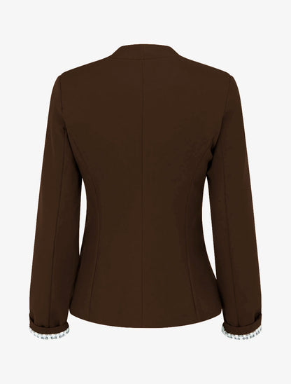 Recht jasje met schoudervullingen - Bruin