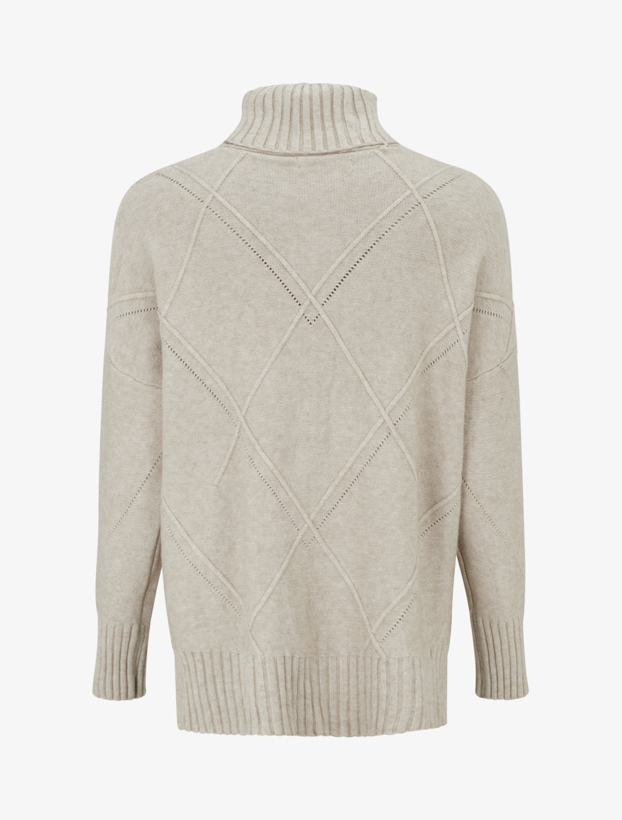 Pull uni à motif texturé géométrique - Taupe - 2