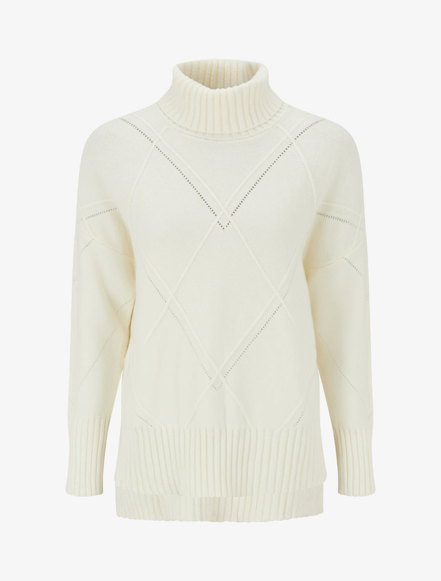 Pull uni à motif texturé géométrique - Crème - 1