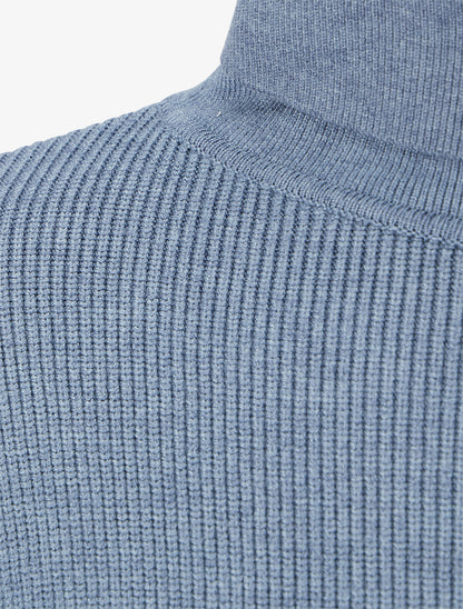 Pull long à boutons décoratifs aux manches - Bleu - 3