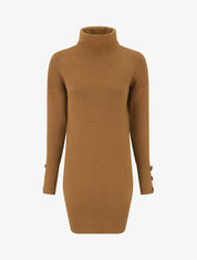 Pull long à boutons décoratifs aux manches - Camel - 1