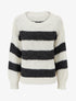 Pull rayé à col rond - Crème - 1